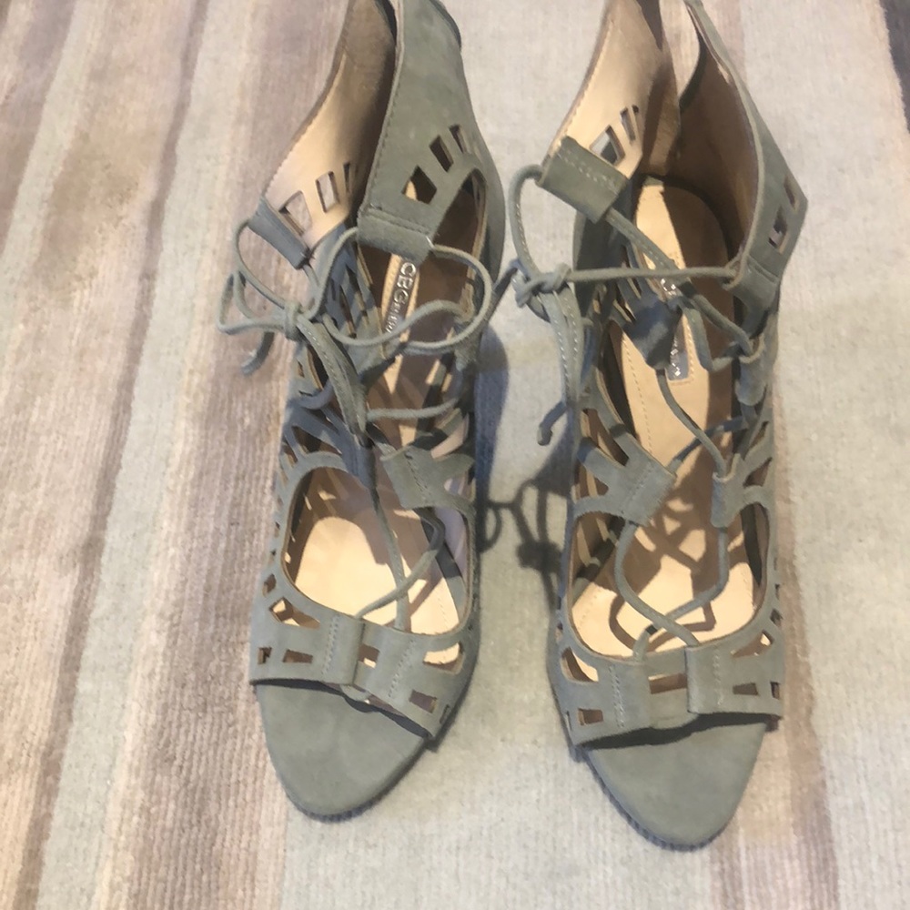 BCBG suede lace up heels